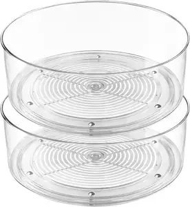 360 Graus Rotating Clear Lazy Susan Organizador Turntable Food Storage Container Plastic Lazy Susan para Cozinha