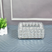 Boîte à mouchoirs en cristal de luxe personnalisée, porte-mouchoirs rectangulaire en métal et verre, or et argent, étui décoratif pour serviettes pour le salon