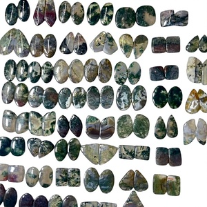 FAIJAN GEMS - Par de Gemas de Ágata Musgosa Natural, Cabujón Verde Pulido, Piedra para Joyería de Rajasthan, con Valoración de Terceros - Product Image 1