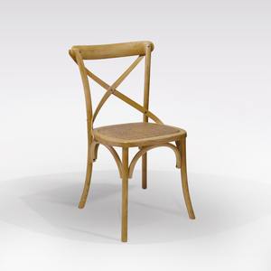 Sedia in Legno Naturale con Base in Rattan - Product Image 1