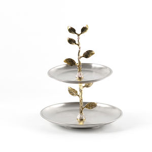 Bandeja de pastel de plata de doble capa de diseño moderno, bandejas de servicio ecológicas <span class=keywords><strong>para</strong></span> cocina o restaurante, venta al por mayor de fábrica - Product Image 1