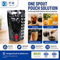 Pochette souple personnalisée avec bec verseur 3L, sac stand-up avec poignée de transport et robinet inférieur pour marques de boissons froides