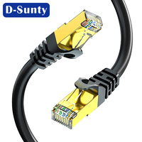 Kabel Patch Cat7 Bulat SFTP Terlindung yang Andal, Kabel Jaringan Ethernet RJ45 untuk Server, Router, Switch, Instalasi IT Kantor