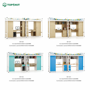 Serie EB: Estructura de Cama Metálica Resistente, Mueble Integrado Tipo Loft para Dormitorio Estudiantil con Escritorio y Armario de Almacenamiento - Product Image 1