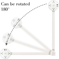 Rallonge de prise électrique américaine LangYeao 180 °   Adaptateur de prise murale rotatif, rallonge multi-prises pour table de chevet, bureau, derrière le canapé