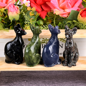 Sculptures d'animaux en cristal en gros, pierres précieuses naturelles de guérison, sculpture de chat en cristal de 6 cm pour la décoration - Product Image 4