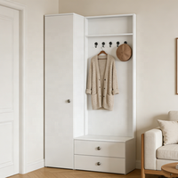 Meuble d'entrée d'hôtel moderne avec patère, banc à chaussures et organisateur de placard, pour entrée, chambre et salon, gain de place