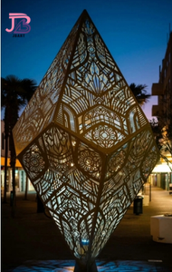 Sculpture géométrique extérieure carrée de <span class=keywords><strong>centre</strong></span> commercial Installation d'art de LED Forme creuse polygonale de modèle - Product Image 3