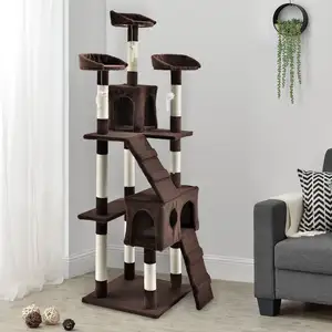 Factory Modern Easy Assemble Durable Cat Tree with Cute Cat House Scratching Activity Centers