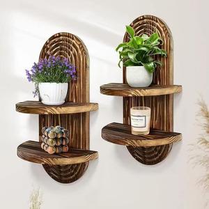 Wooden <b>Wall</b> <b>Shelf</b> Oval Shape Solid Wood <b>Wall</b> <b>Mounted</b> Storage Rack Living Room Display <b>Shelf</b> Multipurpose - Product Image 1