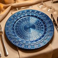 Assiettes de présentation rondes personnalisées en PP de 13 pouces, motif géométrique doré, de haute qualité, pour événements et mariages