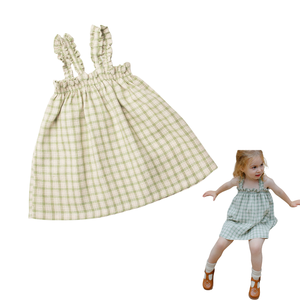 Vestito per Bambine Personalizzabile con Maniche in Cotone, Abbigliamento Casual per Bambini con Design a Righe e Quadri, Vendita all'Ingrosso di Abbigliamento per Bambine - Product Image 4