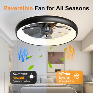 24.4" Large Size Black Ultra-Thin Ceiling <b>Fan</b> with Light 3-Color Temp Dimmable, <b>Remote</b> & APP Ideal for Large Rooms Living Areas - Product Image 5
