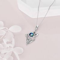 Bijoux fins, collier avec pendentif planète et montagne en argent sterling 925 plaqué coquille d'ormeau