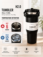 Gobelet isotherme en acier inoxydable à paroi épaisse personnalisé de 870 ml (30 oz), adapté à une utilisation en extérieur et portable pour les voitures