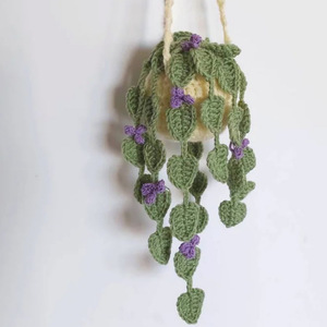 Nouveau produit transfrontalier 2026 : Pendentif moderne en coton et <span class=keywords><strong>laine</strong></span> tricoté à la main, motif feuille de fleur, pour rétroviseur de voiture, produit fini, vente en gros - Product Image 6