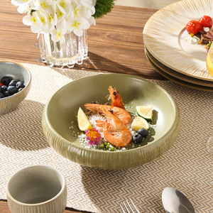 <span class=keywords><strong>Plato</strong></span> <span class=keywords><strong>Hondo</strong></span> <span class=keywords><strong>de</strong></span> Estilo Retro, <span class=keywords><strong>de</strong></span> Lujo Ligero, Hecho a Mano en Horno, con Patrón Sólido, para Uso Doméstico, Práctico, para Arroz, Sopa o Fideos - Product Image 4