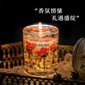 Velas Aromáticas Cilíndricas con Aroma a Gelatina de Flores Reales Yuhuan, Decoración para el Hogar - Product Image 4