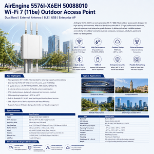 Punto <span class=keywords><strong>de</strong></span> Acceso Exterior AirEngine 5576I-X6EH 50088010 Wi-Fi 7 11be, <span class=keywords><strong>Antena</strong></span> Externa <span class=keywords><strong>de</strong></span> Doble Banda, BLE USB, AP Empresarial - Product Image 1