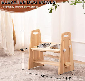 <span class=keywords><strong>Station</strong></span> d'alimentation pour chien en bois réglable avec distributeur automatique de nourriture et d'eau pour chien - Product Image 3