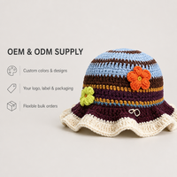 Chapeau Bob en Crochet Fait Main Style Bohème avec Bord Volanté et Fleur, Chapeau de Soleil d'Été en Crochet pour Femme