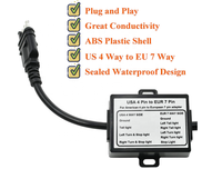 Adaptateur de remorque 7 vers 4, convertisseur de connecteur de remorque USA 4 broches vers prise EUR 7 broches, séparation du signal d'arrêt/feu stop