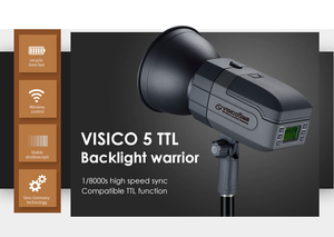VISICO 5 <b>Wireless</b> <b>Outdoor</b> Battery Powered 400W LCD Metal Housing 1/8000s Photographic Flash Strobe <b>Light</b> for Photography - Product Image 4