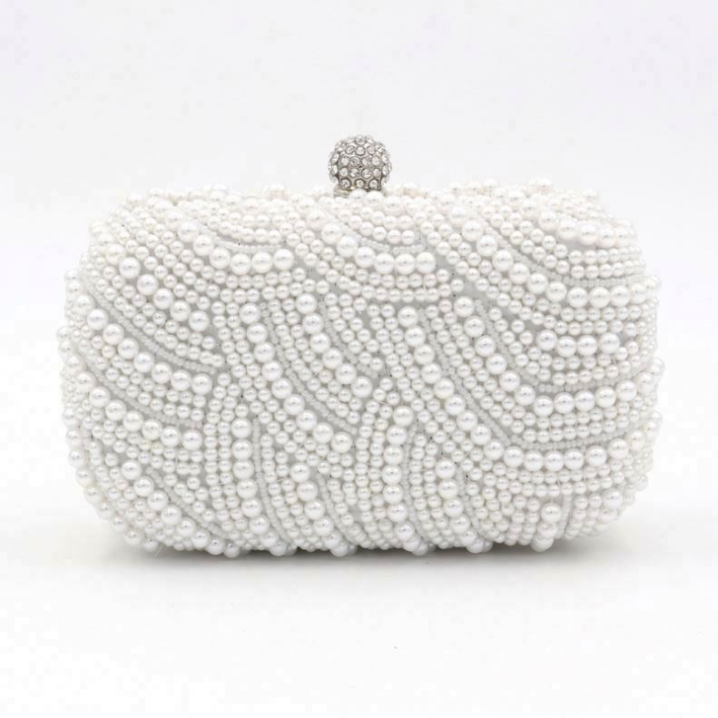 Новинка, стильная женская сумочка ручной работы с белыми жемчужинами и бусинами, Свадебный клатч, женские вечерние сумочки с жемчугом, сумочки для невесты