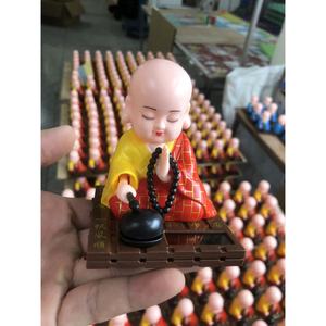 Solar Powered Mini Monk <b>Car</b> Ornament Cartoon Chinese Tradition Plastic Decoration For <b>Car</b> <b>Interior</b> - Product Image 2