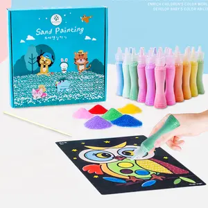 Set mainan seni pasir kertas uniseks, Set mainan menggambar kerajinan DIY untuk anak usia 5 sampai 7 tahun