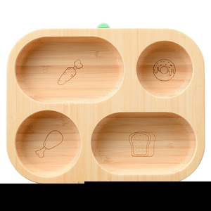 Wahou! Assiette de tri des aliments pour enfants en bois sur mesure, assiette pour enfants en bois de hêtre, base en silicone, plateau en bois. - Product Image 3