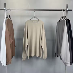 T-shirt à manches longues surdimensionné en coton gaufré lourd vintage 330g motif imprimé brodé - Product Image 6