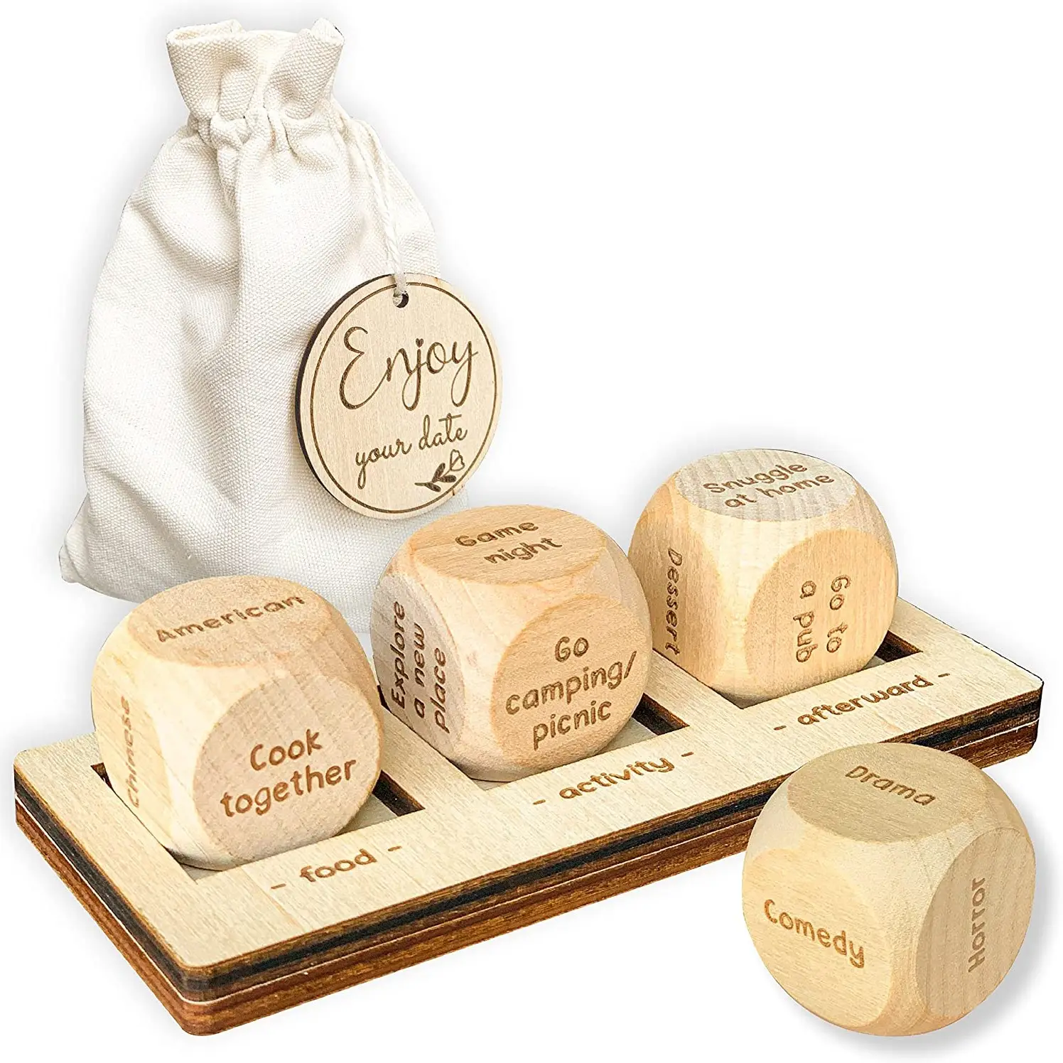 Funny Anniversary Wooden Gifts Take Out Love Dice Game Set Date Night Wood Dice For Couples Food Cube Game