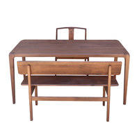 Les fabricants fournissent directement des tables de salle à manger rectangulaires modernes en bois massif de noyer, à coins arrondis, pour hôtels, 6 places, pour l'Europe du Nord.