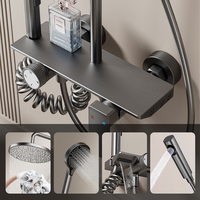 Ensemble de robinetterie de douche et de baignoire à 4 fonctions avec barre coulissante, finition huilée, acier inoxydable, jet pour hôtel, appartement