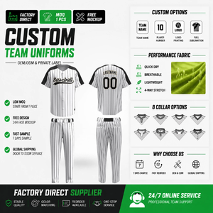 Maillot de <span class=keywords><strong>baseball</strong></span> rétro personnalisé à rayures fines, ensemble uniforme de <span class=keywords><strong>baseball</strong></span>, club sportif d'anciens étudiants, 100% polyester antibactérien - Product Image 1