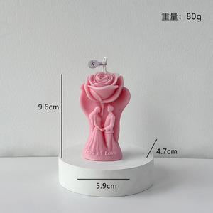 เทียนหอมรูปปั้นคู่รักกุหลาบโรแมนติก DAMAI สำหรับตกแต่งบ้าน งานแต่งงาน และเป็นพร็อพถ่ายรูป - Product Image 4