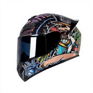 Casque de moto intégral certifié aux normes nationales pour hommes et femmes, chaud pour l'hiver, utilisable en toutes saisons, coque ABS, visière transparente - Product Image 1