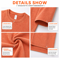 T-shirts pour hommes de haute qualité 260 g/m², manches courtes, unis, effet délavé, coupe oversize à épaules tombantes