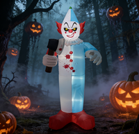 Clown gonflable géant d'Halloween de 7 pieds avec hache automatisée pour la décoration de jardin, pelouse ou cour extérieure pour fête d'Halloween