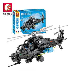 森博积木705993 1225件Z-10直升机作战士兵系列飞机模型砖军用玩具积木套装男孩玩具