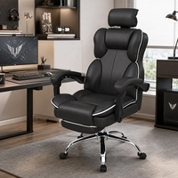 Chaise de bureau ergonomique moderne en cuir PU avec accoudoirs, style européen, structure en bois, inclinable et pivotante, pour usage domestique