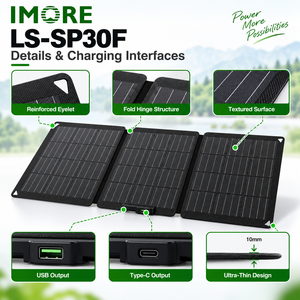30W Foldable <b>Solar</b> <b>Panel</b> <b>USB</b> Type C 23% Efficiency Charger for Selected Portable Power Stations Camping Travel and Emergency Use - Product Image 4