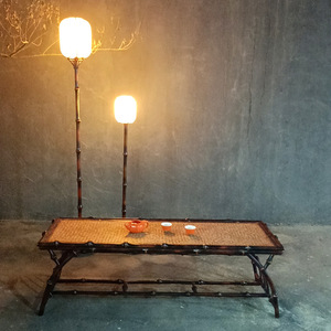 Bamboo Qige Chinese Zen Style Floor Lamp Yellow Shade LED Light Source Asian Design For Living Room Bedroom Dining Room - Product Image 2
