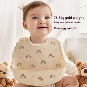 Bavoir pour bébé en silicone imperméable à l'eau motif de dessin animé fermeture à bouton Super doux <span class=keywords><strong>portable</strong></span> anti-saleté bavoir pour bébé - Product Image 4