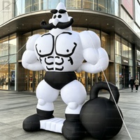 Homme musclé gonflable géant, figurine de bodybuilder gonflable avec lumières LED, logo personnalisé, modèle de homme fort pour la publicité en salle de sport/les fêtes