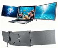Moniteur triple portable 15,6 pouces à 3 écrans pour extension d'écran d'ordinateur portable, LCD 1080P, connexion USB-C, HDMI, USB-A