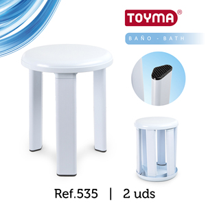 Toyma <b>Bath</b> Stool White Plastic 3 Legs <b>Foldable</b> For Bathroom Use Ref.535 - Product Image 1