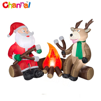 Gros noël décorations gonflables de noël gonflable père noël sur moto avec pingouin