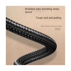 90 độ cong 60W 3A <span class=keywords><strong>b</strong></span>ện Nylon <span class=keywords><strong>USB</strong></span> C nhanh chóng sạc cáp tương thích với iOS ngân hàng điện xe ô tô máy tính 0.25M 2m chiều dài - Product Image 4